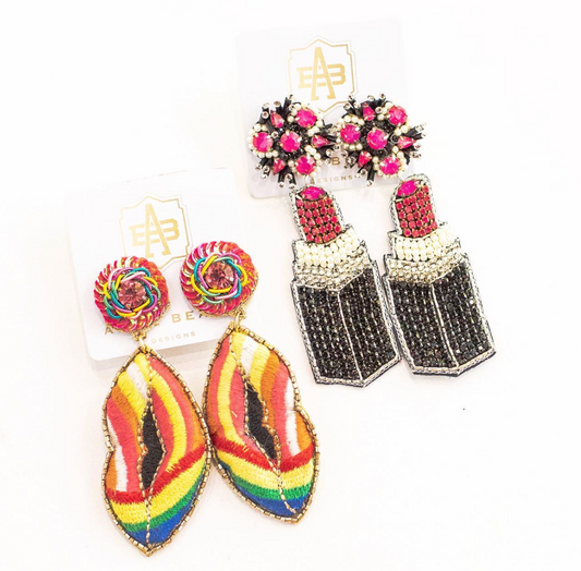 Allie Beads Rainbow Lips Earrings