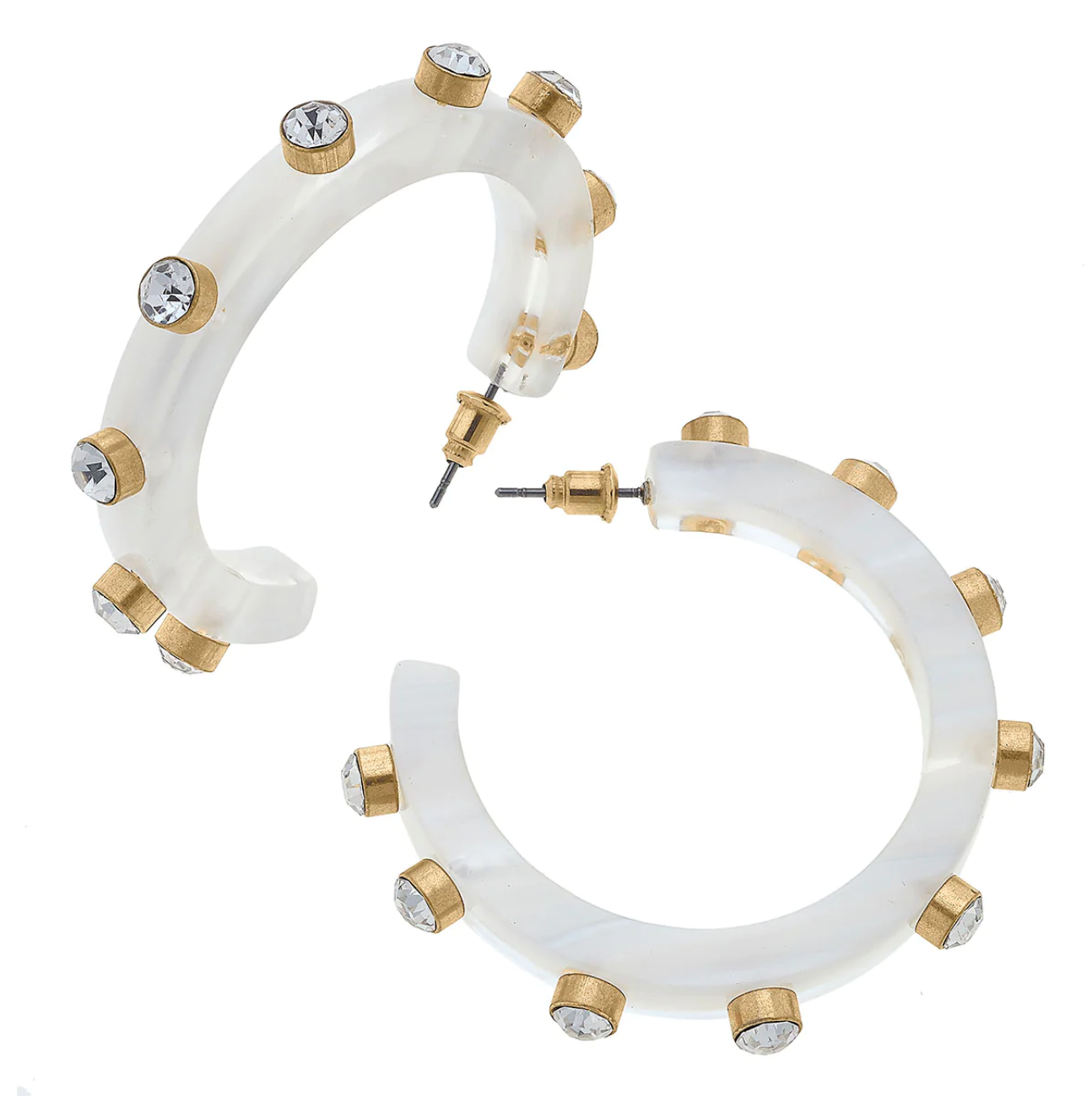 Renee Resin and Rhinestone Hoop Earrings