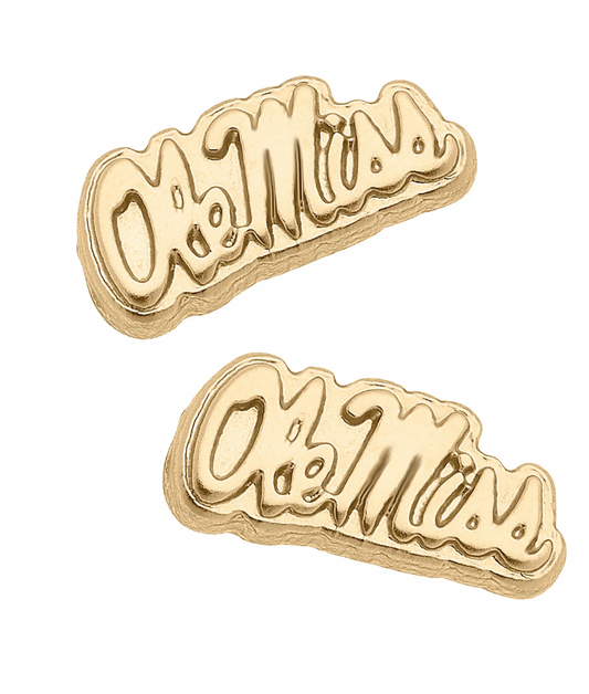 Ole Miss Rebels 24K Gold Plated Stud Earrings