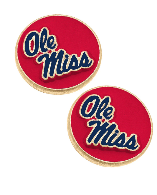 Ole Miss Rebels Enamel Disc Stud Earrings