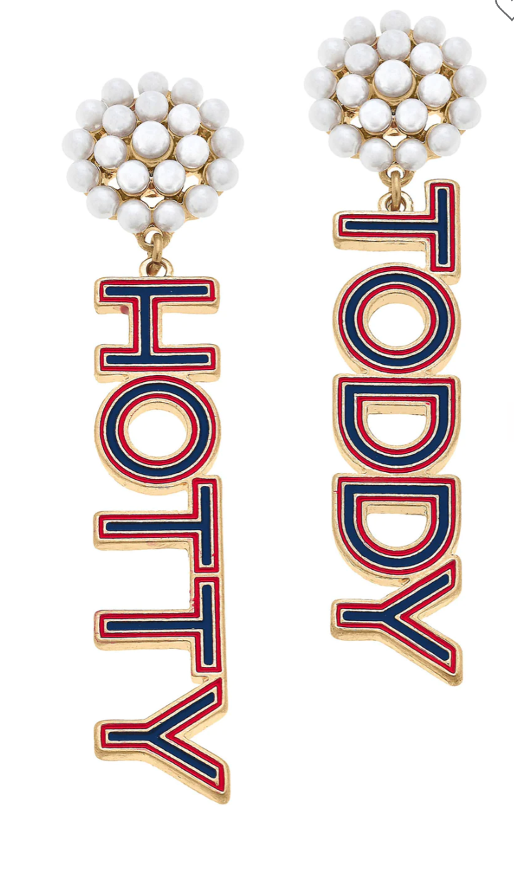 Ole Miss Hotty Toddy Pearl Drop Earrings