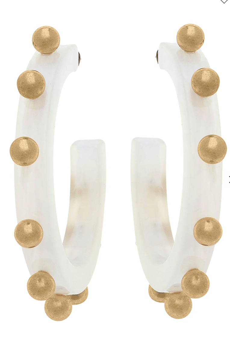 Kelley Studded Metal & Resin Hoop Earrings