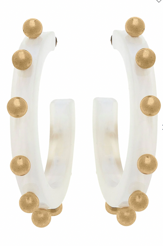 Kelley Studded Metal & Resin Hoop Earrings