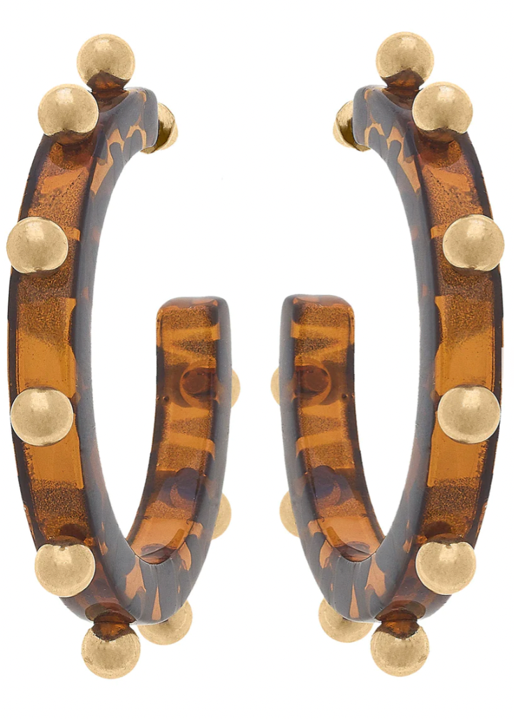 Kelley Studded Metal & Resin Hoop Earrings