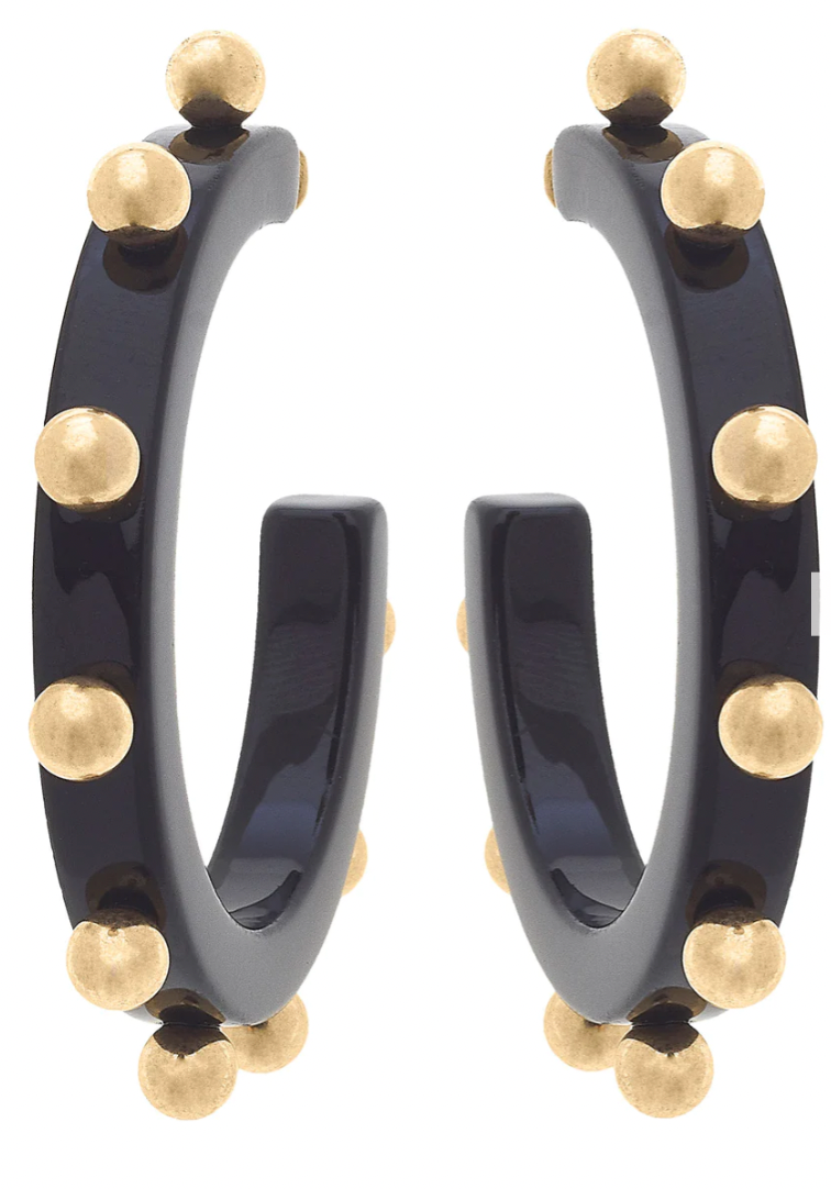 Kelley Studded Metal & Resin Hoop Earrings
