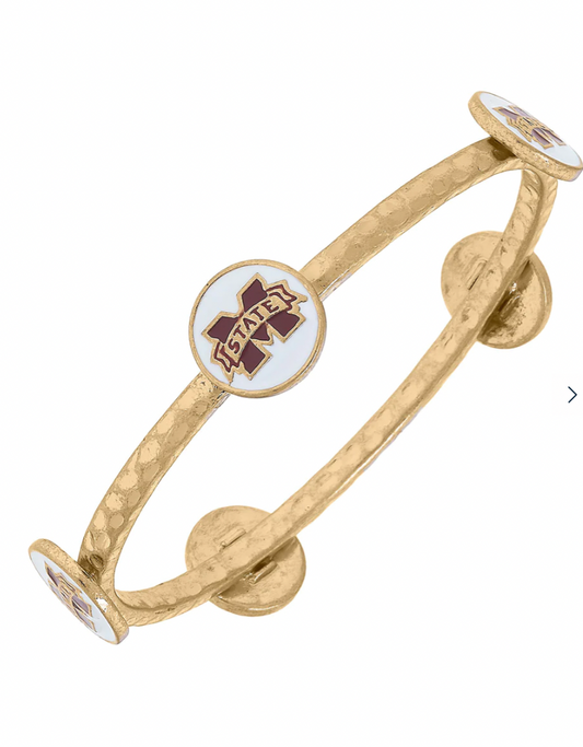 Mississippi State Bulldogs Enamel Claudia Bangle White