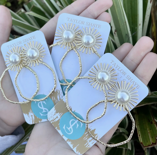 Taylor Shaye Designs Pearl Sunburst Hoops