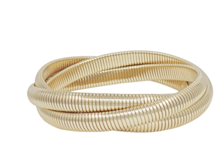 Water-Resistant Gold Twisted 8MM Metal Stretch Bracelet