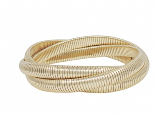 Water-Resistant Gold Twisted 8MM Metal Stretch Bracelet