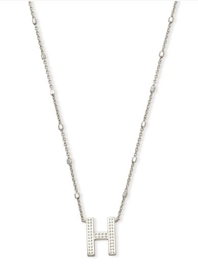 KENDRA SCOTT- Letter H Pendant Necklace in Rhodium Metal