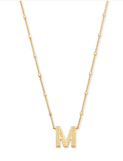 KENDRA SCOTT- Letter M Initial Pendant Necklace in Gold Metal