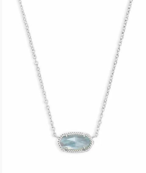 KENDRA SCOTT- Elisa Necklace in Rhodium Light Blue Illusion