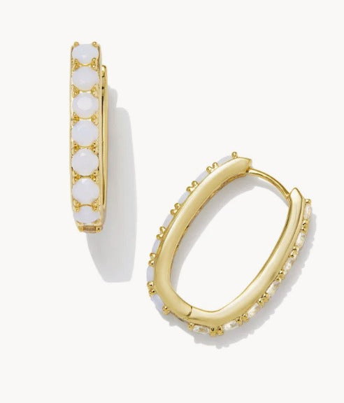 KENDRA SCOTT- Chandler Hoop Earrings in Gold White Opalite Mix