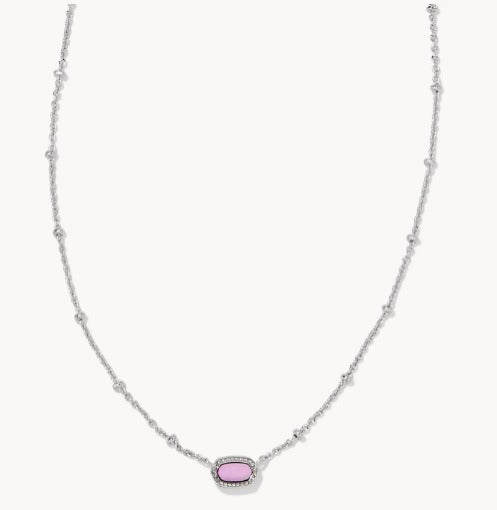 KENDRA SCOTT- Mini Elisa Silver Satellite Short Pendant Necklace in Fuchsia Magnesite