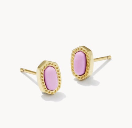 KENDRA SCOTT- Mini Ellie Gold Stud Earrings in Fuchsia Magnesite