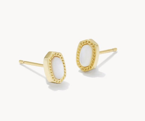 KENDRA SCOTT- Mini Ellie Gold Stud Earrings in Ivory Mother of Pearl