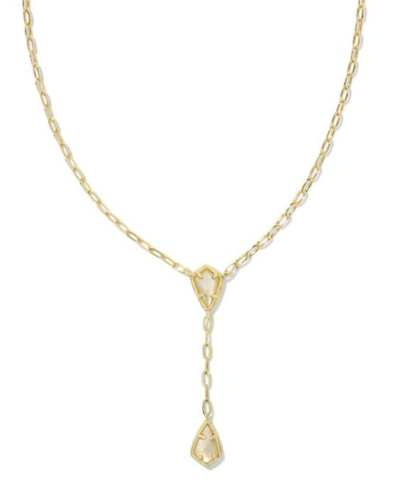 KENDRA SCOTT- Camry Gold Y Necklace in Golden Abalone