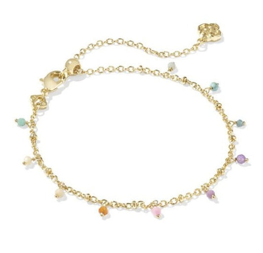 KENDRA SCOTT- Camry Gold Bead Delicate Chain Bracelet in Pastel Mix