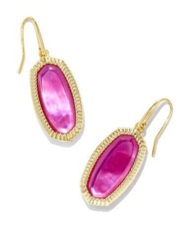 KENDRA SCOTT- Dani Gold Ridge Frame Earrings in Azalea Illusion