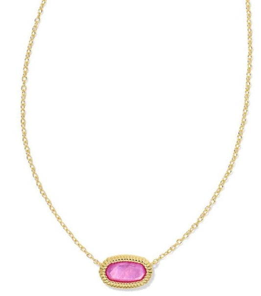 KENDRA SCOTT- Elisa Gold Ridge Frame Pendant Necklace in Azalea Illusion