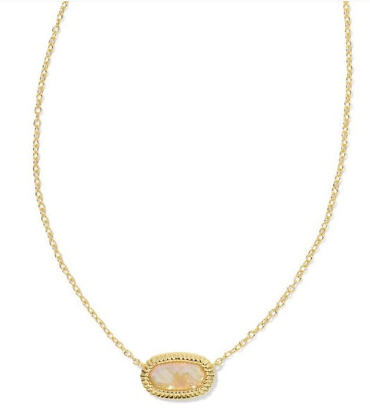 KENDRA SCOTT- Elisa Gold Ridge Frame Pendant Necklace in Golden Abalone