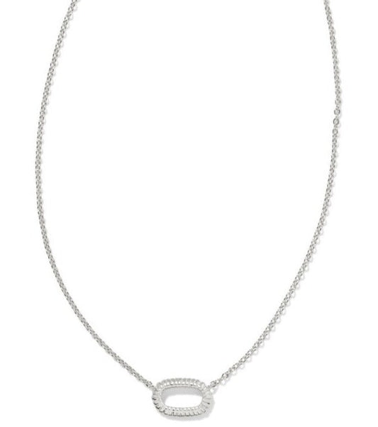 KENDRA SCOTT- Elisa Ridge Open Frame Pendant Necklace in Rhodium Metal