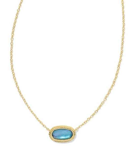 KENDRA SCOTT- Elisa Gold Ridge Frame Pendant Necklace in Indigo Watercolor Illusion