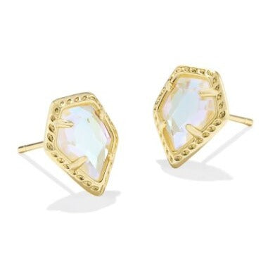 KENDRA SCOTT- Framed Gold Tessa Stud Earrings in Dichroic Glass