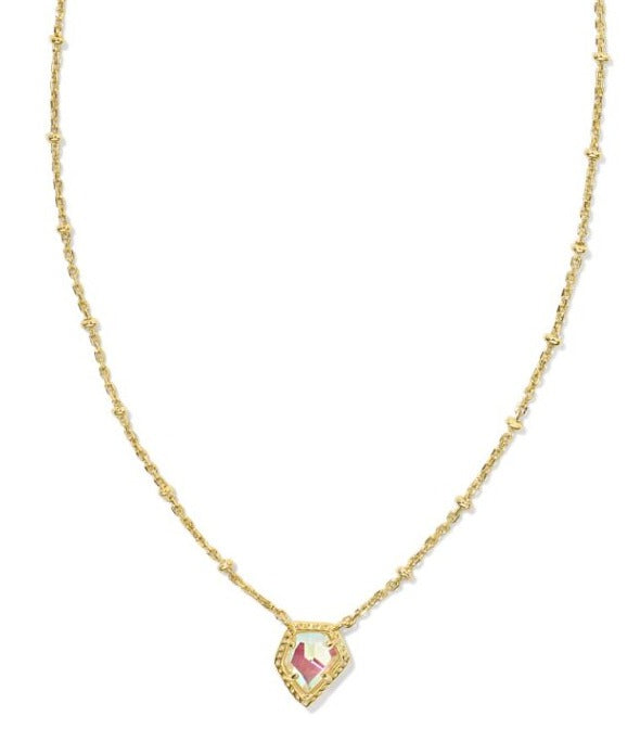 KENDRA SCOTT- Framed Gold Tess Satellite Pendant Necklace in Dichroic Glass