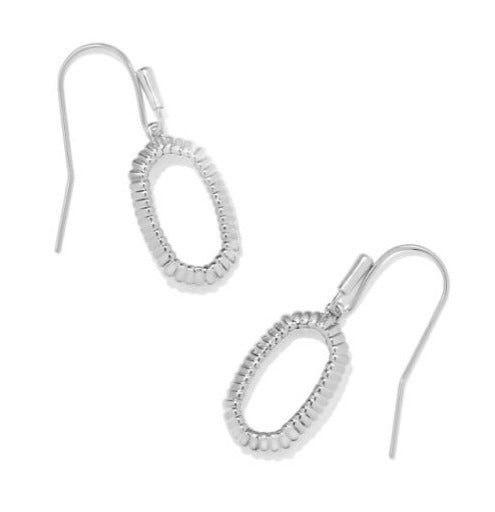 KENDRA SCOTT- Lee Ridge Open Frame Earrings in Rhodium Metal