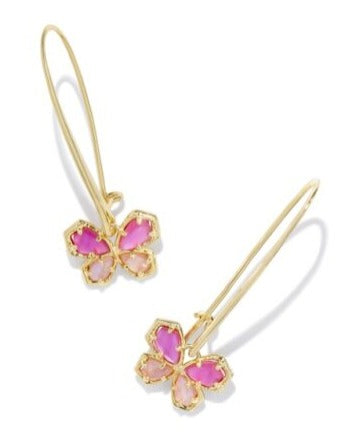 KENDRA SCOTT- Mae Gold Butterfly Wire Drop Earrings in Azalea Pink Mix