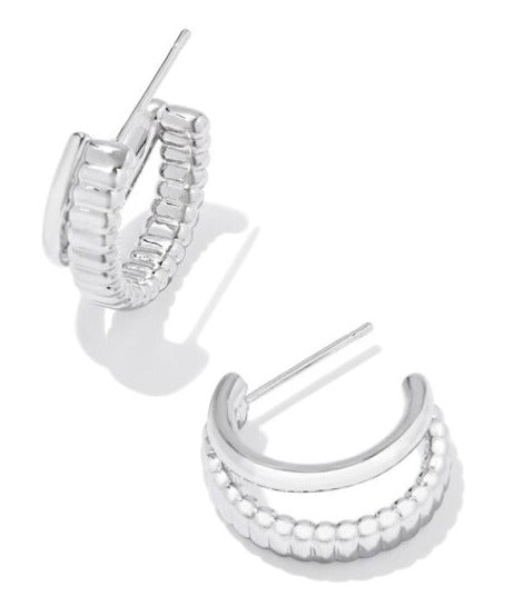 KENDRA SCOTT- Layne Huggie Earrings in Rhodium Metal