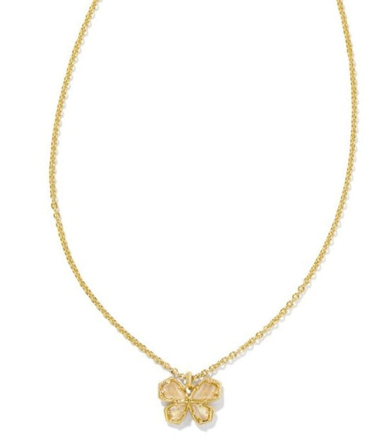 KENDRA SCOTT- Mae Gold Butterfly Pendant Necklace in Golden Abalone