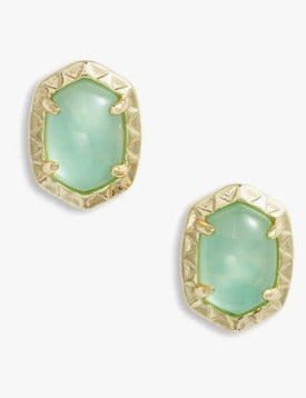KENDRA SCOTT- Daphne Gold Stud Earrings in Light Green Mother of Pearl