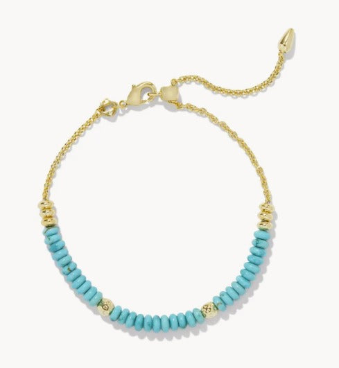 KENDRA SCOTT- Deliah Gold Delicate Chain Bracelet in Variegated Turquoise