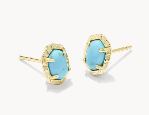KENDRA SCOTT- Daphne Gold Stud Earrings in Variegated Turquoise Magnesite