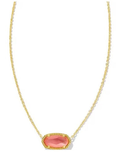 KENDRA SCOTT- Elisa Gold Necklace in Coral Pink Mother of Pearl