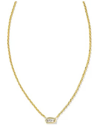 KENDRA SCOTT- Fern Gold Crystal Pendant Necklace in White Crystal