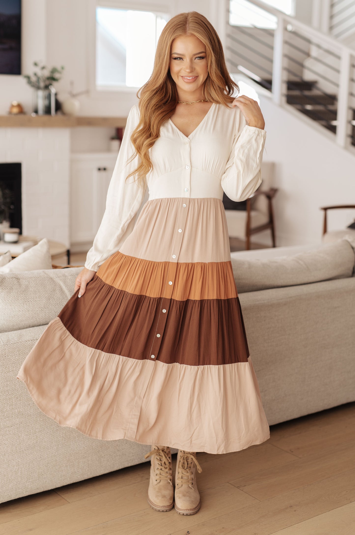 Hazel Blues® |  Spice of Life Color Block Midi Dress