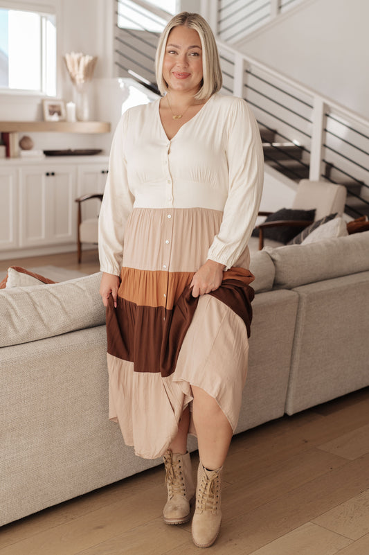 Hazel Blues® |  Spice of Life Color Block Midi Dress