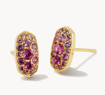 KENDRA SCOTT- Grayson Gold Crystal Stud Earrings in Pink Ombre