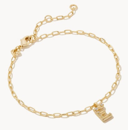 KENDRA SCOTT- Crystal Letter A Delicate Chain Bracelet in White Crystal
