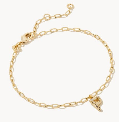 KENDRA SCOTT- Crystal Letter A Delicate Chain Bracelet in White Crystal