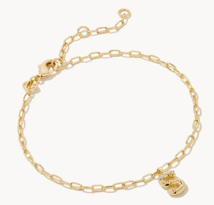 KENDRA SCOTT- Crystal Letter A Delicate Chain Bracelet in White Crystal