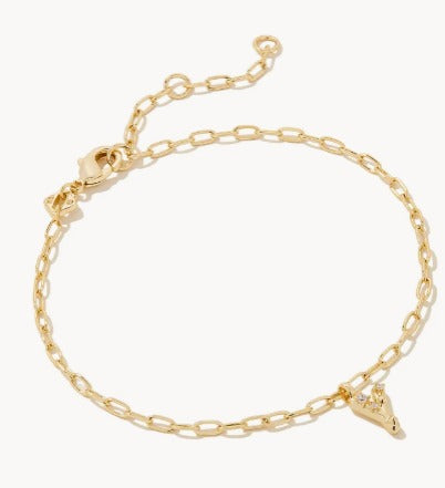 KENDRA SCOTT- Crystal Letter A Delicate Chain Bracelet in White Crystal