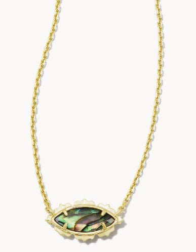 KENDRA SCOTT- Genevieve Gold Short Pendant Necklace in Abalone