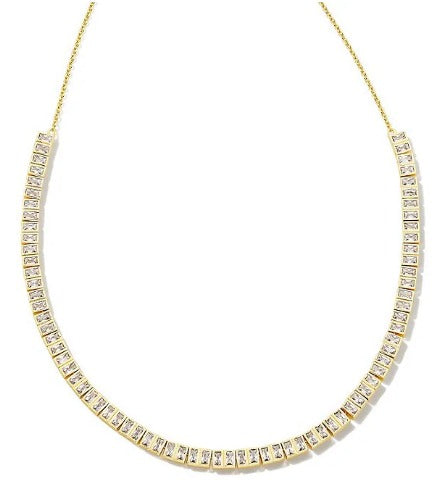 KENDRA SCOTT- Gracie Gold Tennis Necklace in White CZ