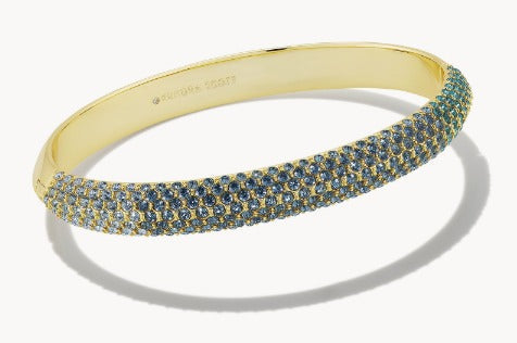 KENDRA SCOTT- Mikki Gold Pave Bangle Bracelet in Green Blue Ombre Mix