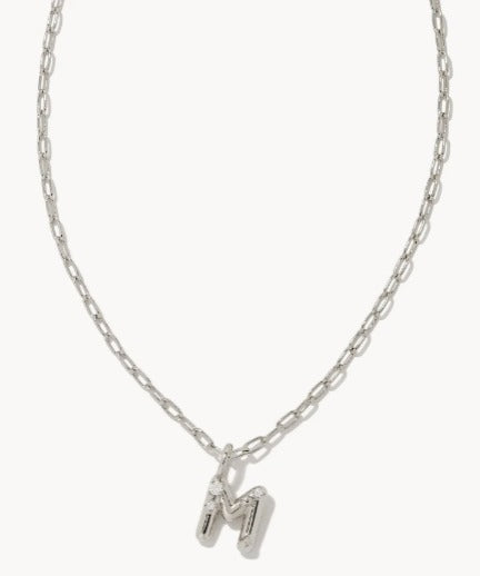 KENDRA SCOTT- Crystal Letter Pendant Necklace Rhodium Metal