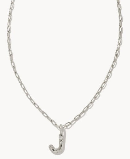 KENDRA SCOTT- Crystal Letter Pendant Necklace Rhodium Metal